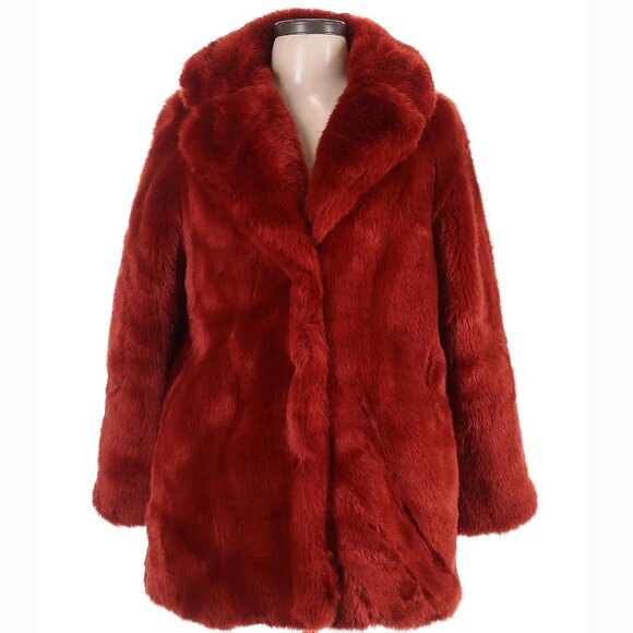 💖💥SHOWSTOPPER!💖💥 Luxurious Heavy Faux Fox Fur Coat in Red - Picture 12 of 16
